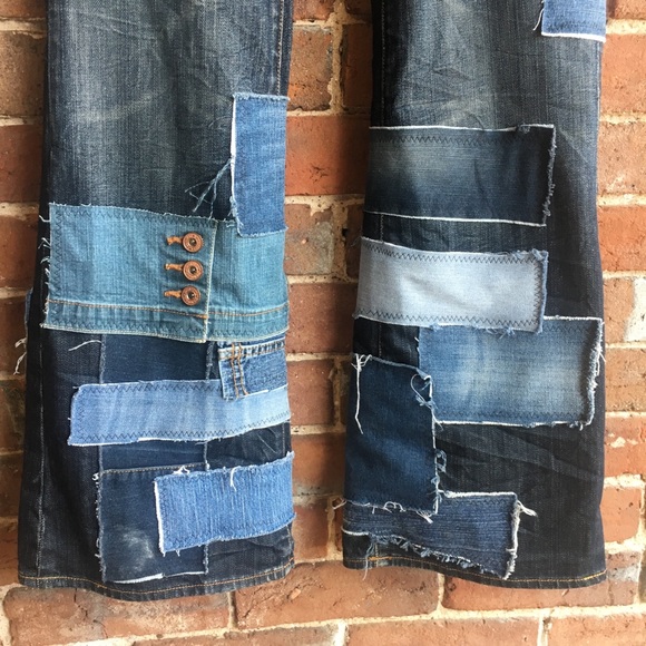 unique bootcut jeans with added patches - Picture 3 of 8